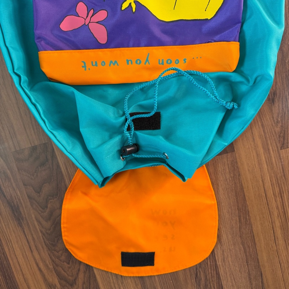 The Body Shop 90s Animals in Danger Backpack Drawstring Bag Rhino Elephant - Picture 7 of 15